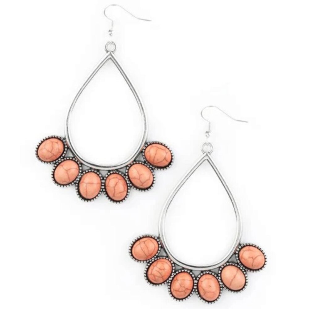 Paparazzi Jewelry Accessories - Stone Sky - Brown Earrings - Vintage - Picture 4 of 4